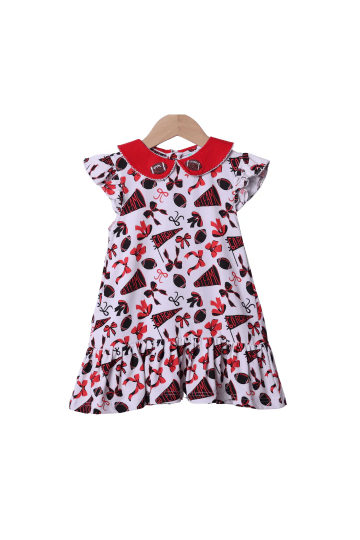 Red and Black French Knot Football Dress