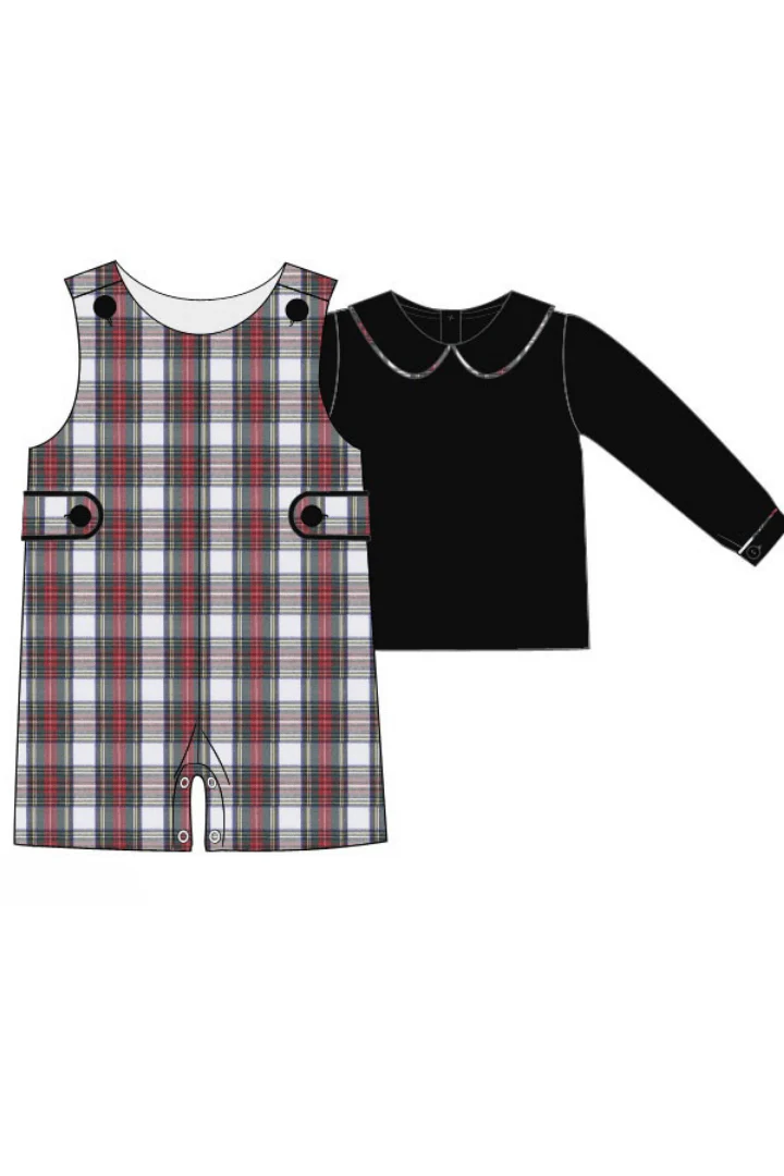 Red Tartan Plaid Jon Jon 2pc Set - Image 2