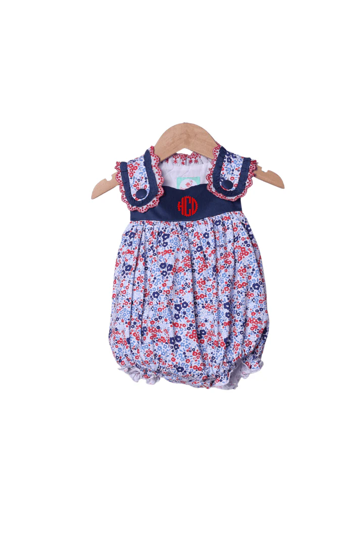 Red, White and Blue Floral Lace Bubble