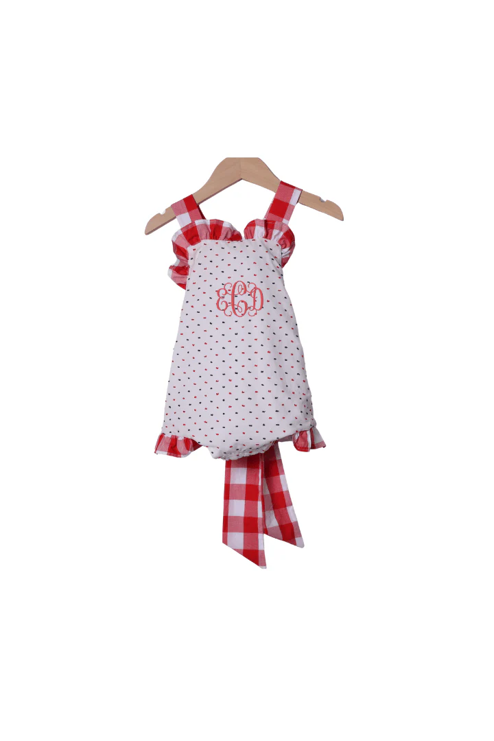 Red, White and Blue Swiss Dot Sun Suit