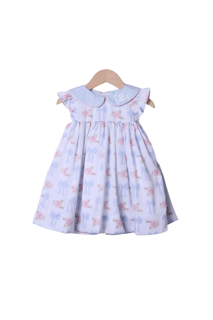 Roses and Bows Flutter Sleeve Dress