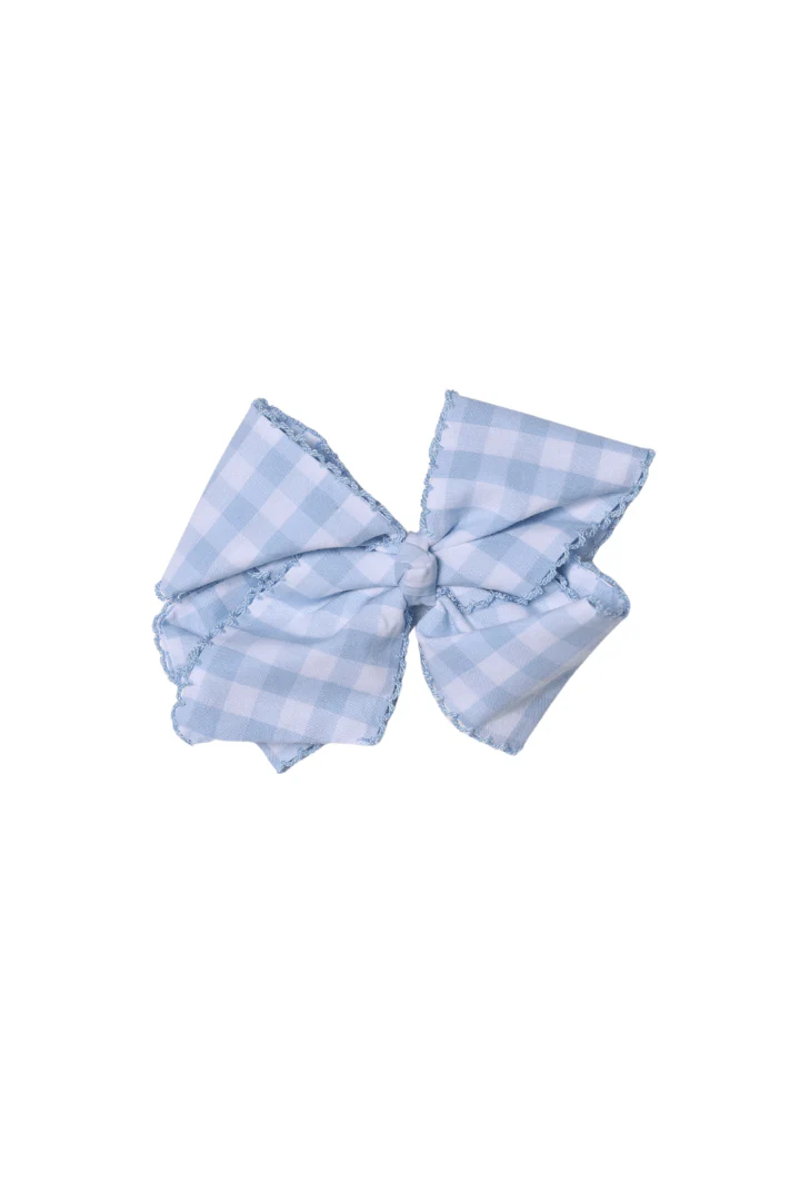 Scalloped Edge Blue Gingham Bow