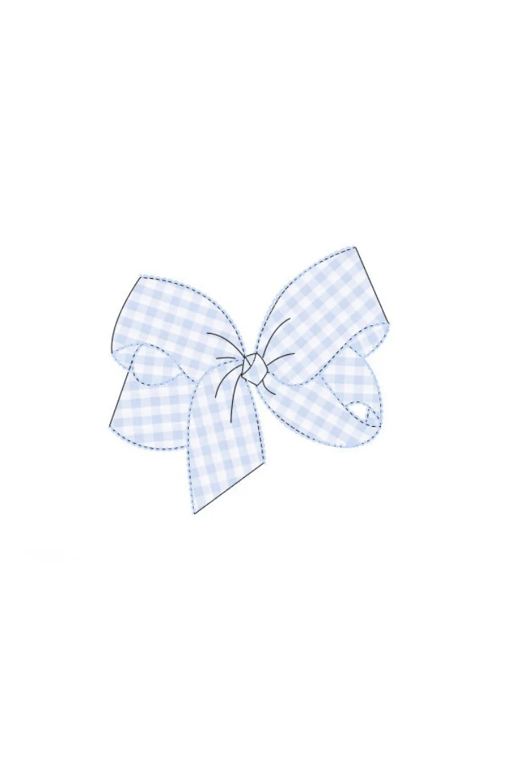 Scalloped Edge Blue Gingham Bow - Image 2