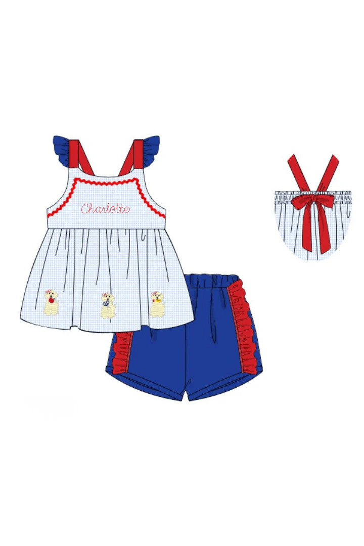 School Puppy Ruffle Short Set - Image 3