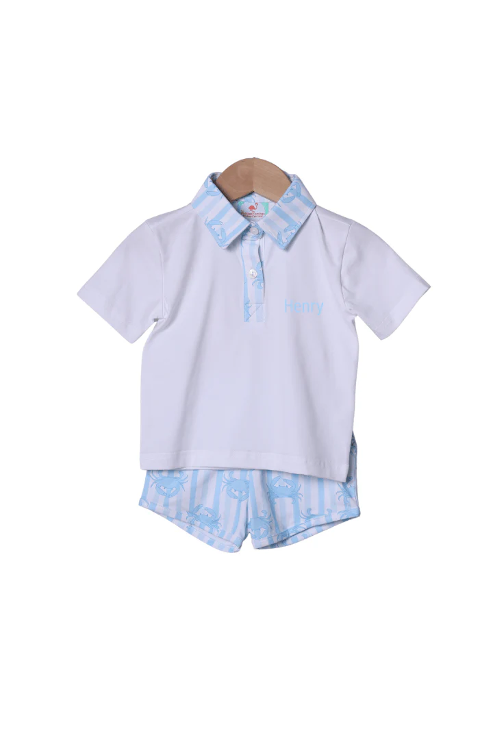 Seaside Crab Blue Short Set