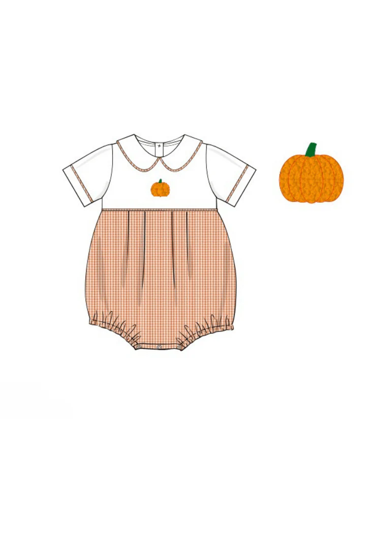 Orange Seersucker Gingham Pumpkin Bubble - Image 3