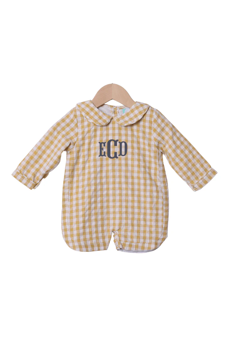 Yellow Seersucker Gingham Shortall