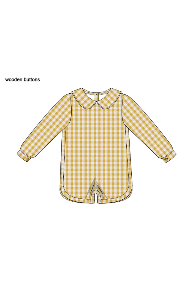 Yellow Seersucker Gingham Shortall - Image 3