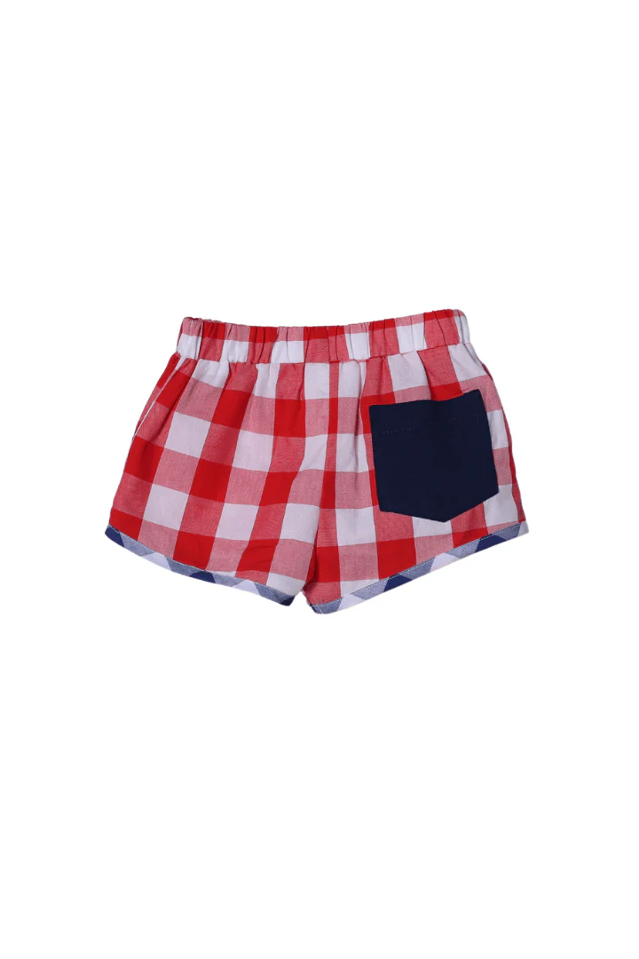 Smocked American Flag Red Buffalo Check Short Set - Image 2