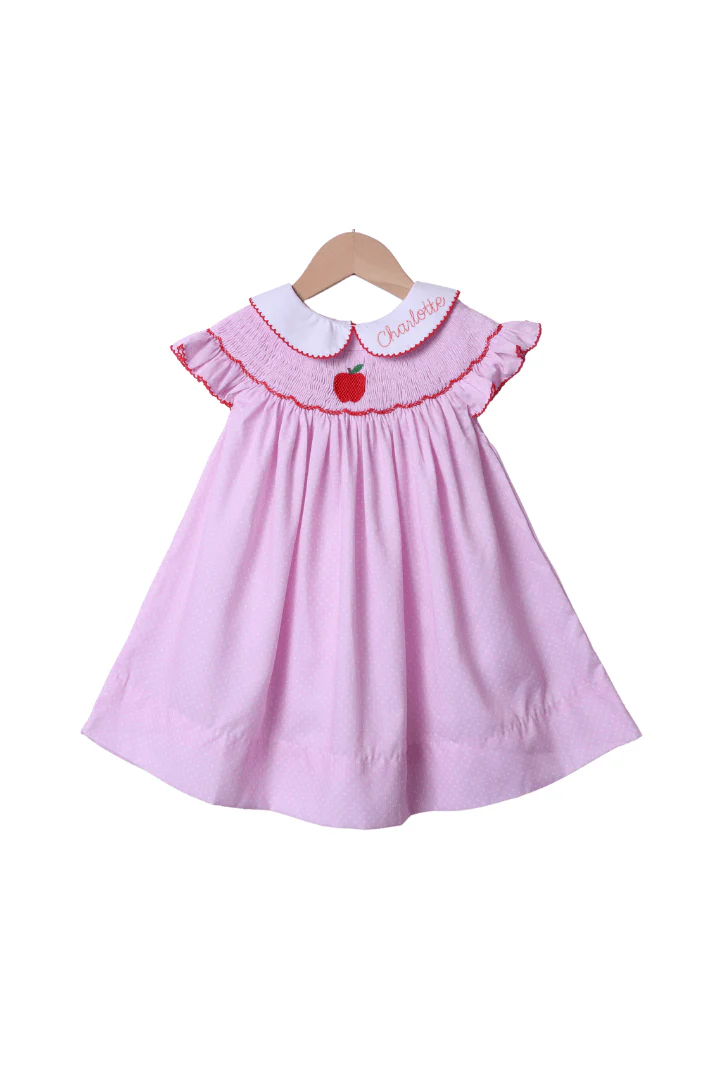 Smocked Apple Pink Bitty Dot Dress