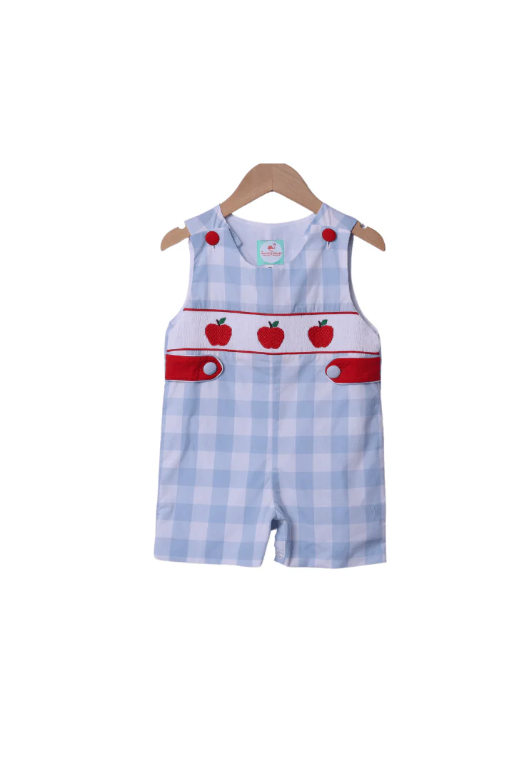 Smocked Apple Red/Blue Gingham Jon Jon