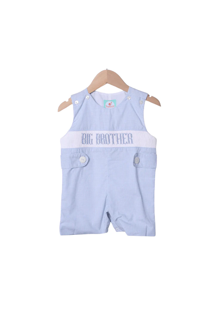Smocked Big Brother Blue Gingham Jon Jon
