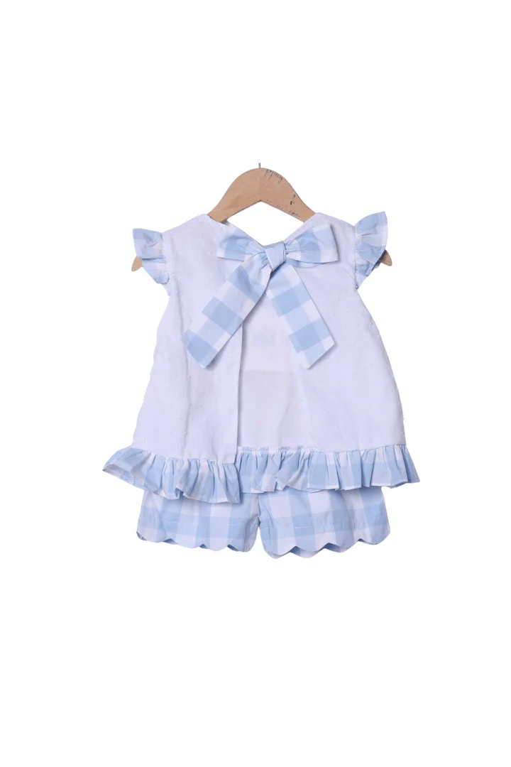 Smocked Big Sister Blue Buffalo Check Short Set - Image 2