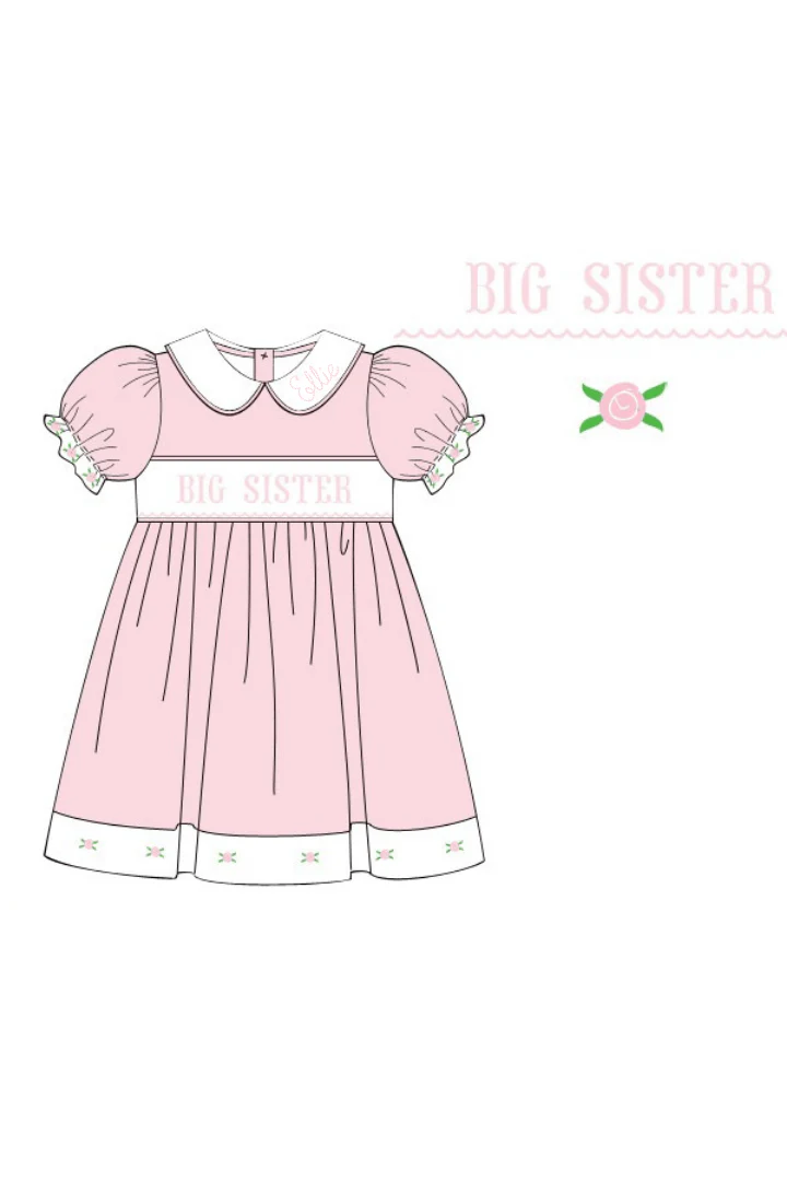 Smocked Big Sister Floret Pink Knit Dress - Image 2