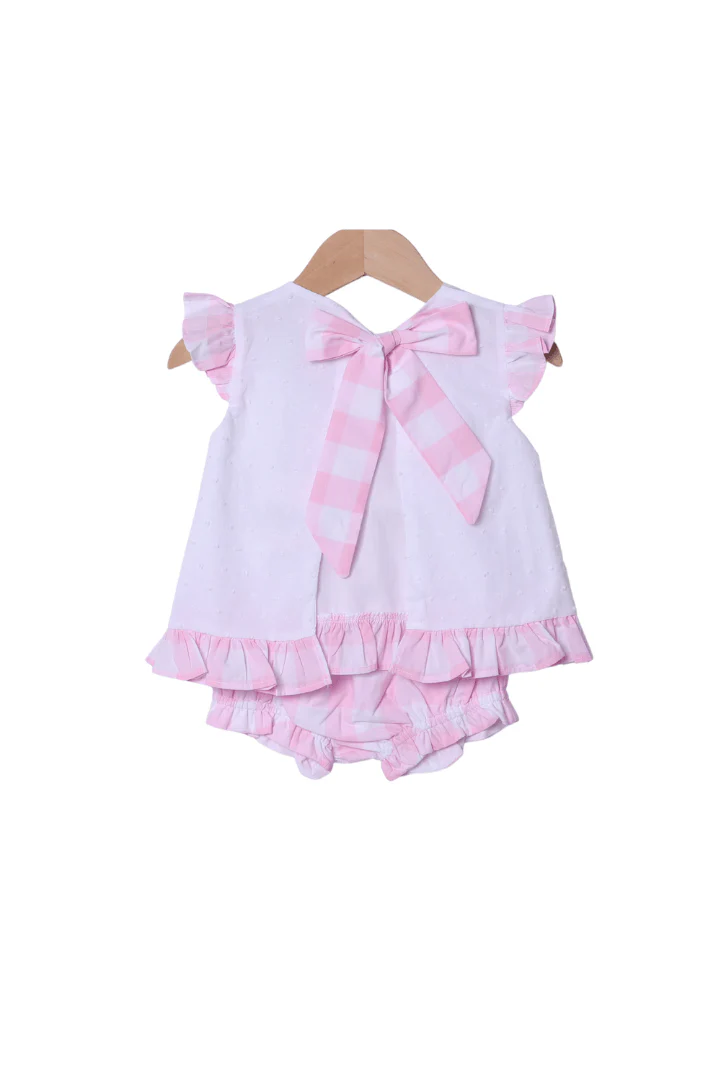 Smocked Big Sister Pink Buffalo Check Bloomer Set - Image 2