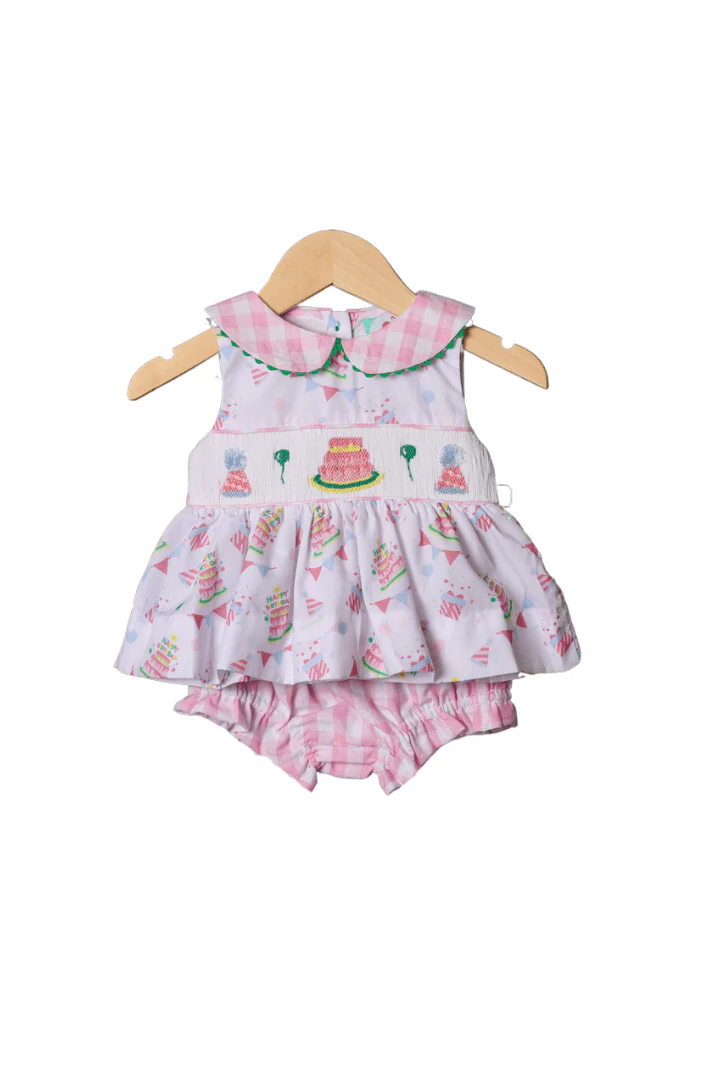 Smocked Birthday Party Bloomer Set
