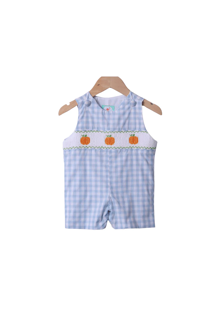 Smocked Blue Gingham Pumpkin Jon Jon