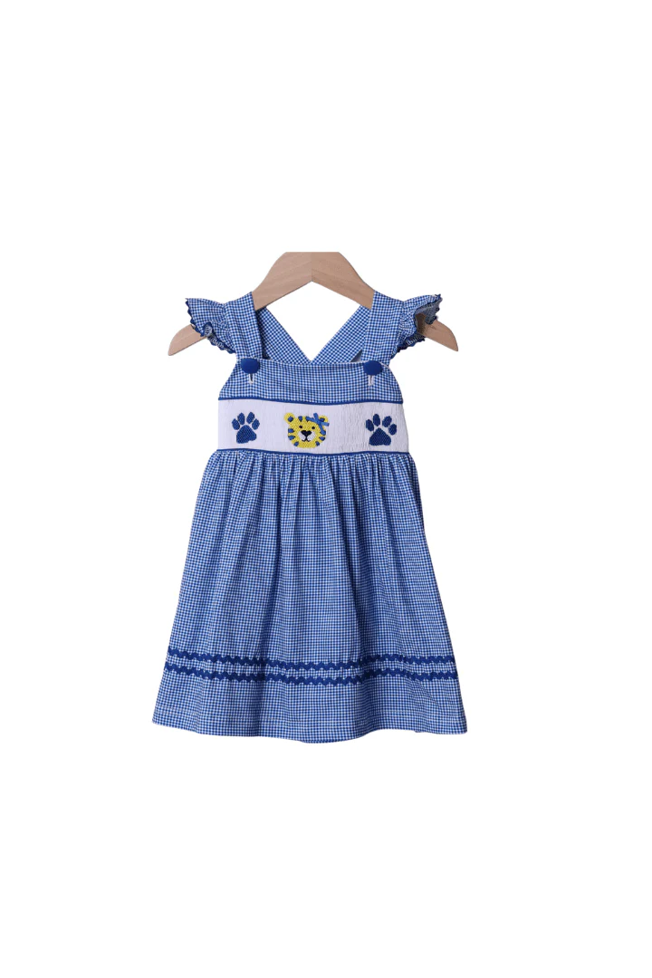 Smocked Blue Wildcat Dress