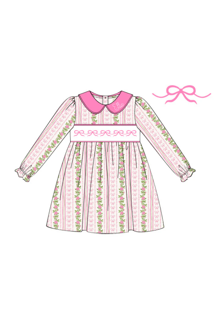 Smocked Bow Fancy Floral Dress - Image 2