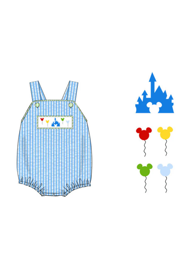 Smocked Castle/Balloons Seersucker Bubble - Image 2