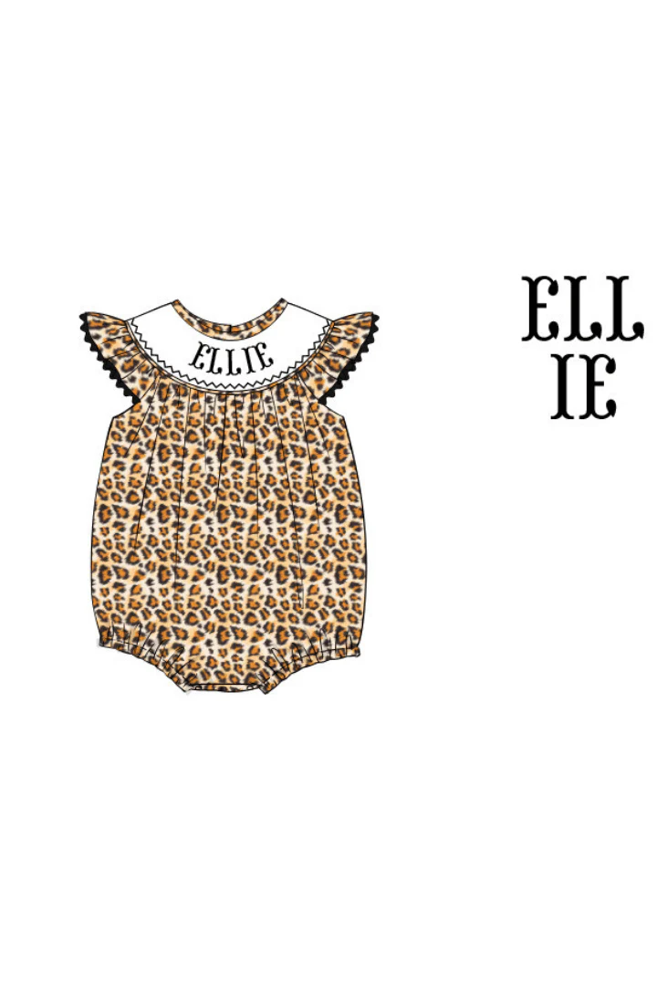 Pre-Order Smocked Cheetah Custom Name Bubble
