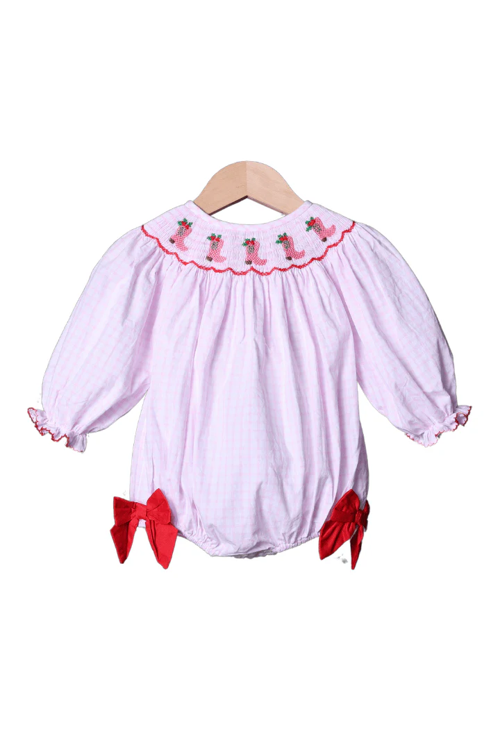 Smocked Christmas Cowgirl Boots Bishop Bubble