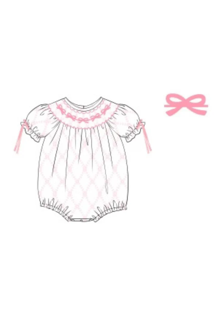 Smocked Classic Bow Floral Trellis Bubble - Image 2
