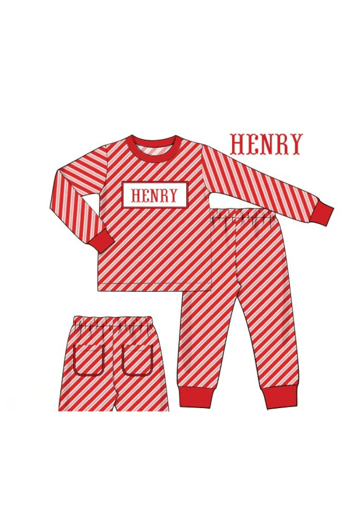Pre-Order Smocked Custom Name Candy Cane Plaid Trimmings - Image 5
