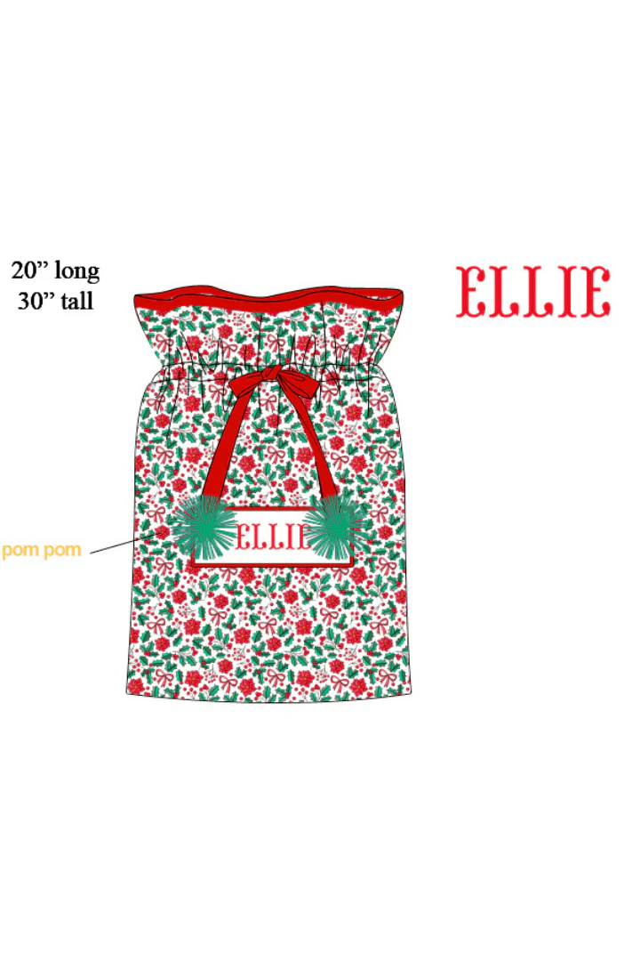 Pre-Order Smocked Custom Name Christmas Holly Christmas Trimmings - Image 3