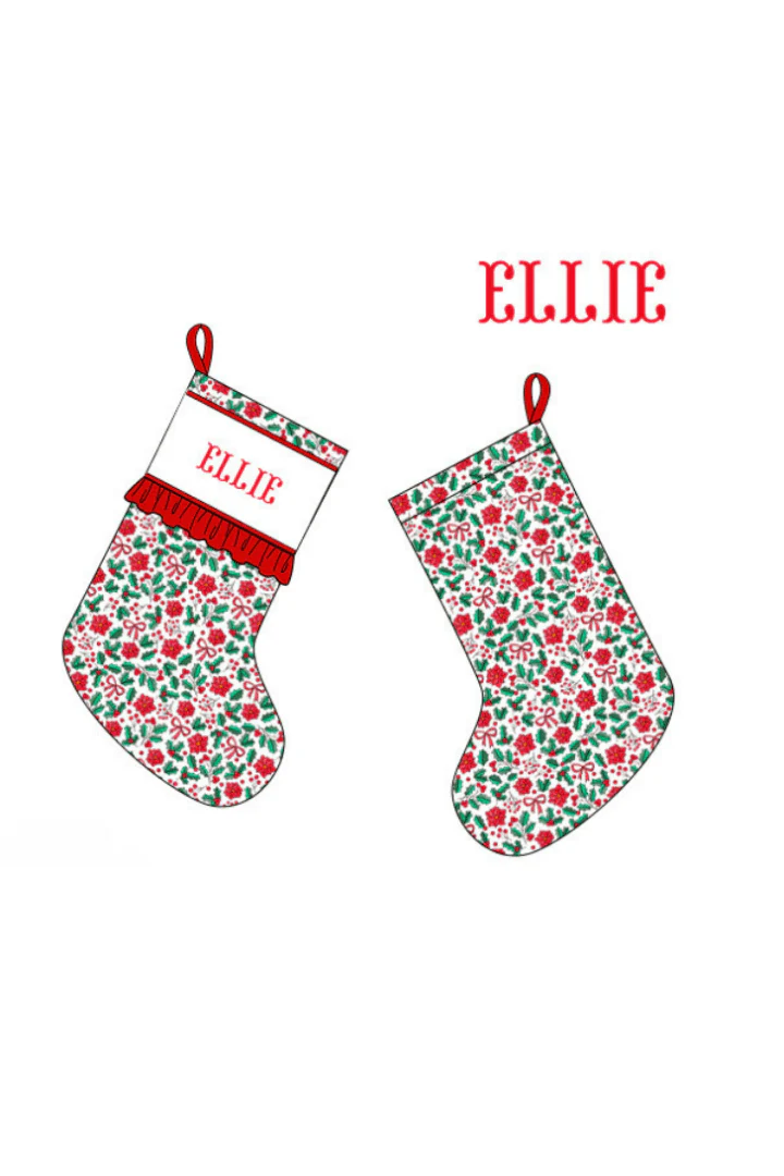 Pre-Order Smocked Custom Name Christmas Holly Christmas Trimmings - Image 4