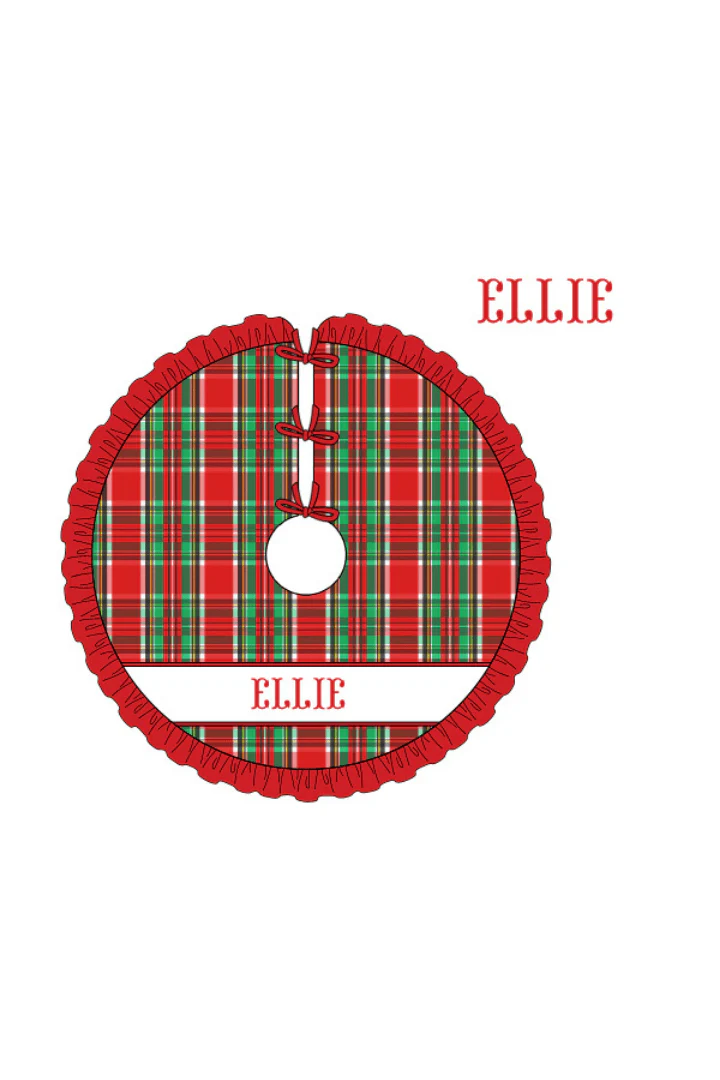 Pre-Order Smocked Custom Name Christmas Tartan Plaid Trimmings - Image 2