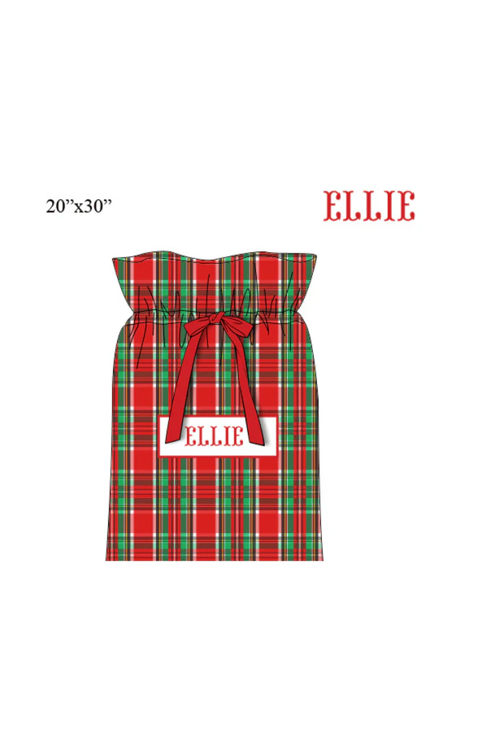 Pre-Order Smocked Custom Name Christmas Tartan Plaid Trimmings - Image 3