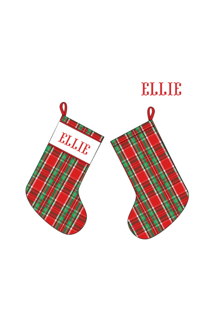 Pre-Order Smocked Custom Name Christmas Tartan Plaid Trimmings - Image 4