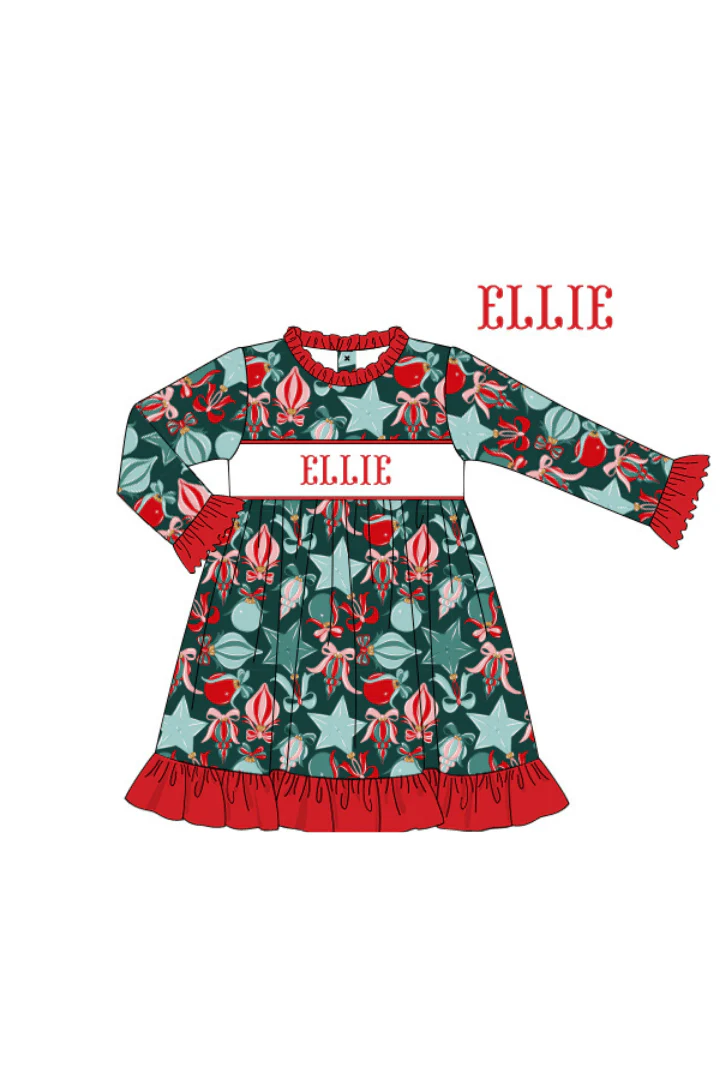 Pre-Order Smocked Custom Name Festive Ornaments Christmas Trimmings - Image 6