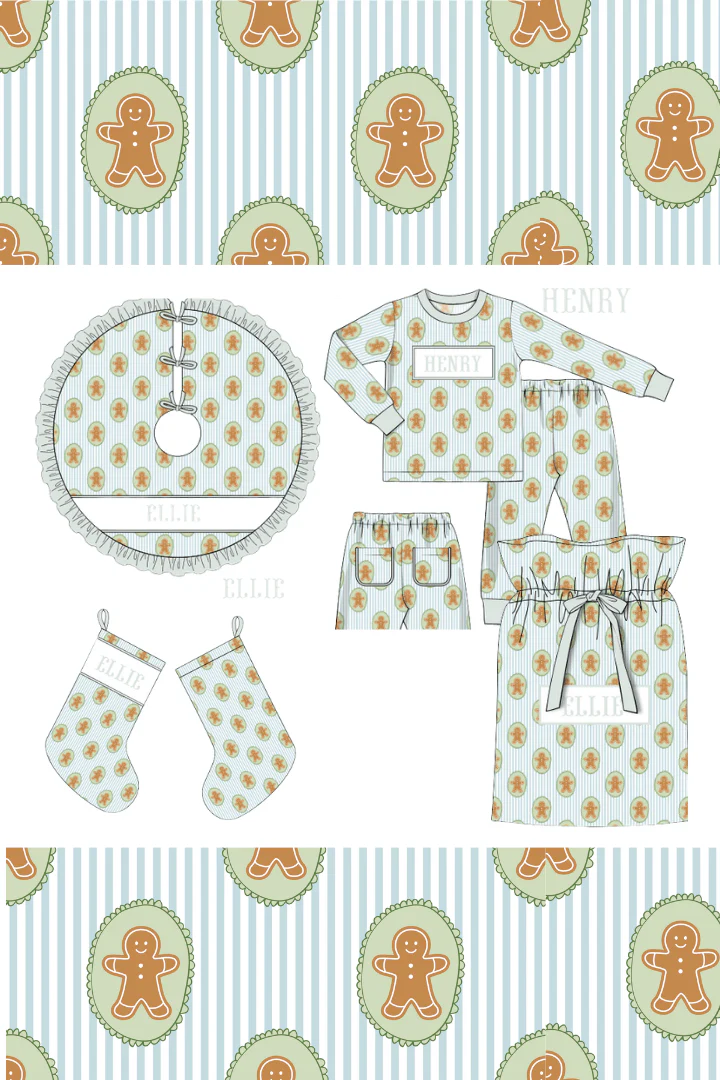 Pre-Order Smocked Custom Name Gingerbread Lane Trimmings
