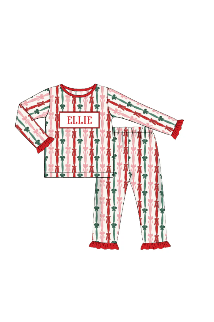 Pre-Order Smocked Custom Name Holiday Bows Trimmings - Image 5