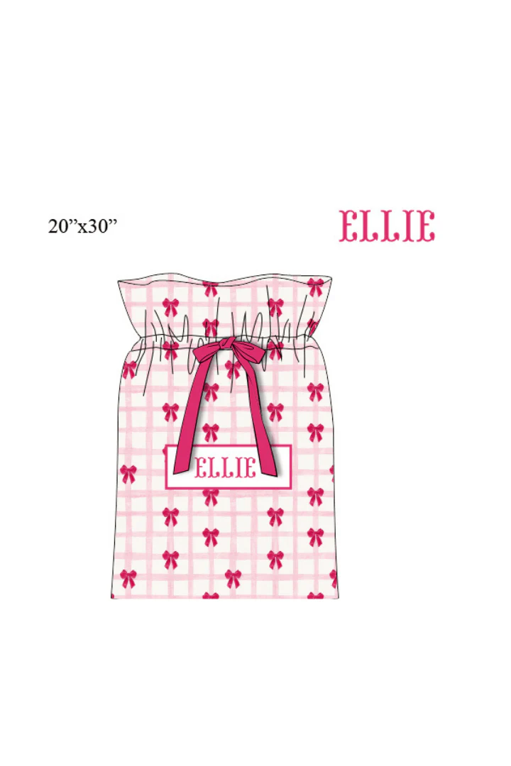 Pre-Order Smocked Custom Name Pink Bow Trimmings - Image 3
