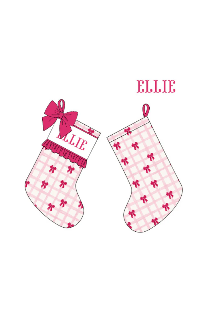 Pre-Order Smocked Custom Name Pink Bow Trimmings - Image 4