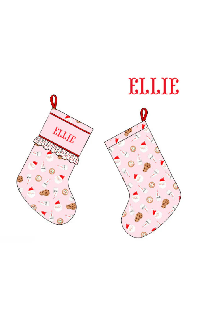 Pre-Order Smocked Custom Name Pink Cookies and Milk Christmas Trimmings - Image 4