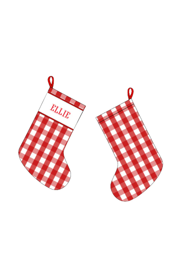 Pre-Order Smocked Custom Name Red Gingham Christmas Trimmings - Image 5