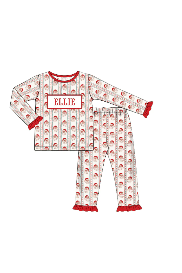 Pre-Order Smocked Custom Name Santa Christmas Trimmings - Image 6