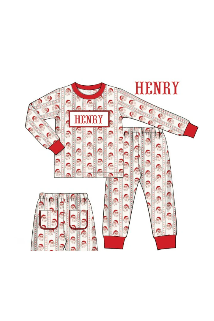 Pre-Order Smocked Custom Name Santa Christmas Trimmings - Image 7