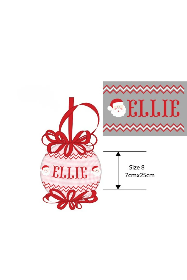 Pre-Order Smocked Custom Name Santa Pink and Red Ornament