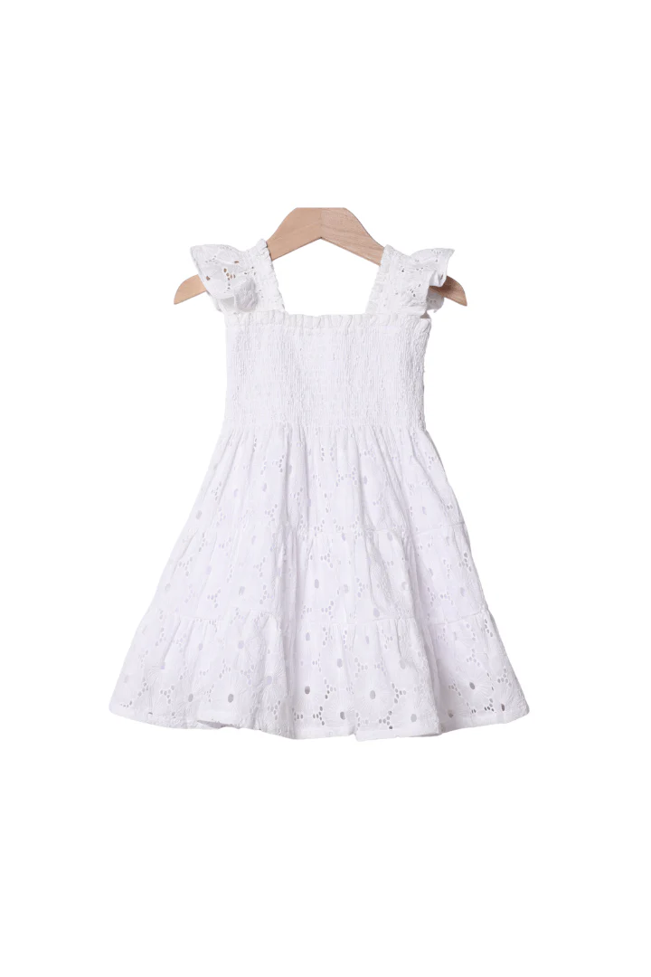 Smocked Daisy Floral Lace Dress