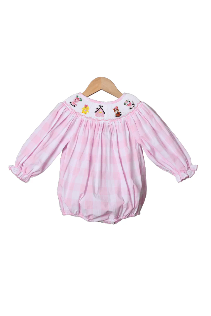 Smocked Fancy Farm Friends Long Sleeve Bubble