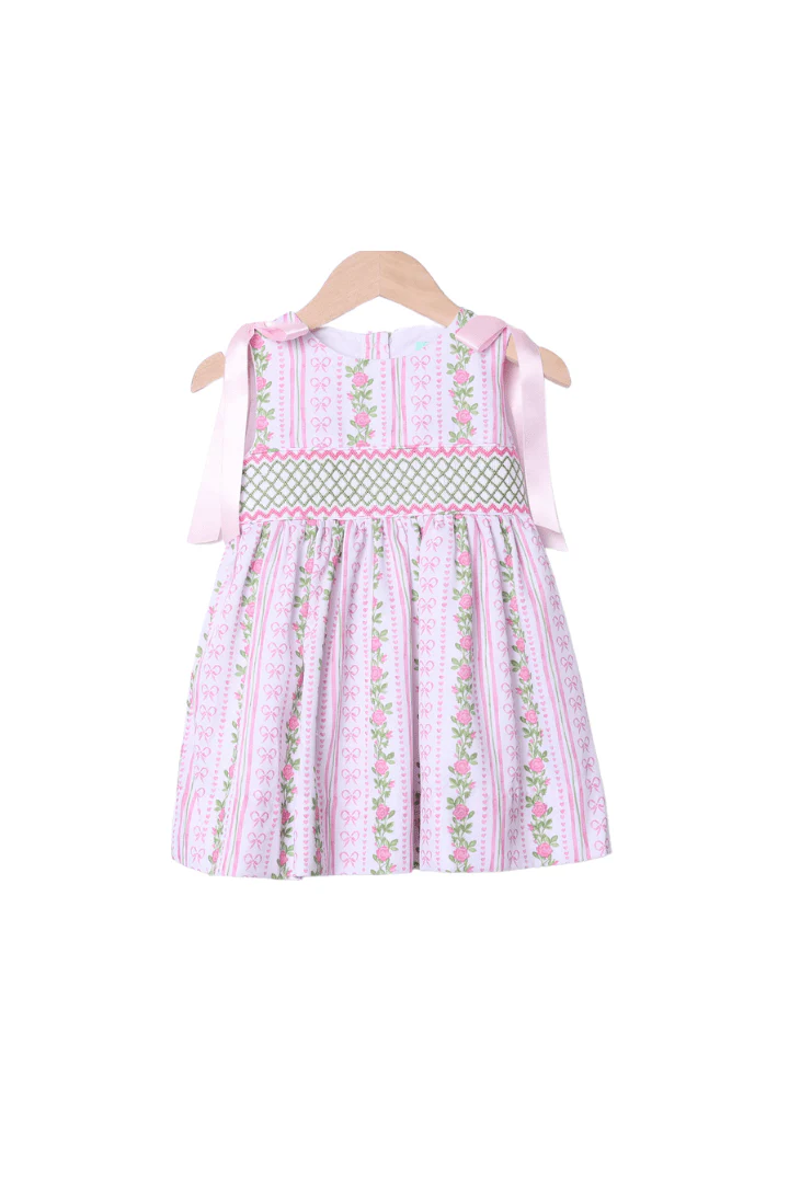 Smocked Fancy Floral Bow Dress