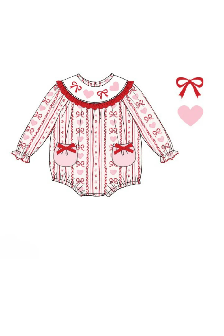 Smocked Fancy Floral Heart and Bow Bubble - Image 2