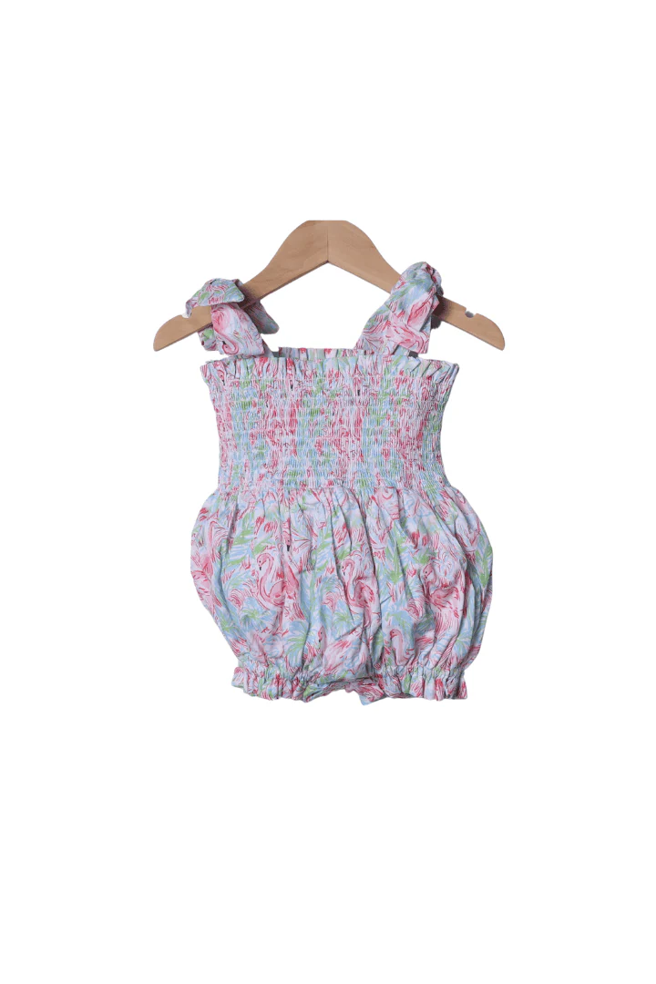 Smocked Flamingo Summer Fun Tie Shoulder Bubble
