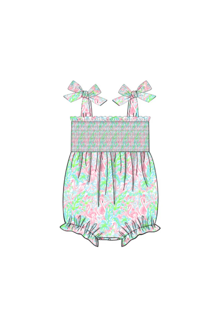Smocked Flamingo Summer Fun Tie Shoulder Bubble - Image 2