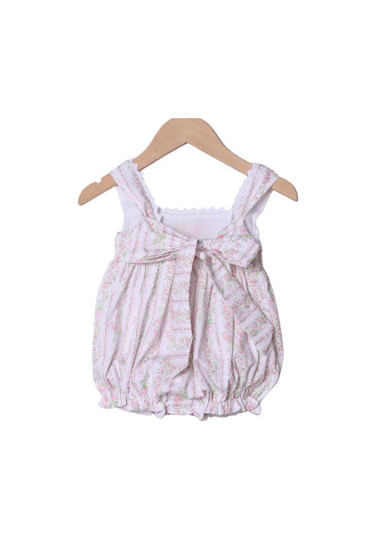 Smocked/Hand Embroidered Flower Mouse Bubble - Image 2